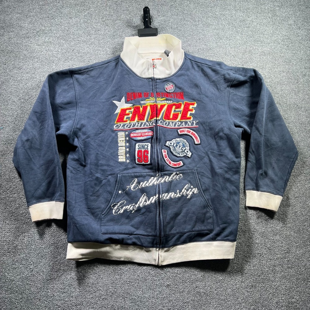 Vintage Enyce Track Jacket Men's 3XL Blue Patch Embroidered Full Zip Pocket Y2K
